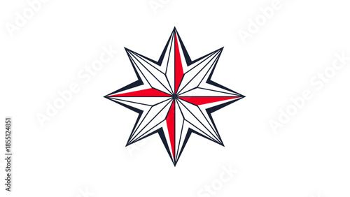 Eight Pointed Star Compass Rose Symbol Graphic Design