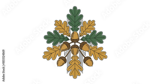 Autumn Acorn and Oak Leaf Mandala Graphic Design