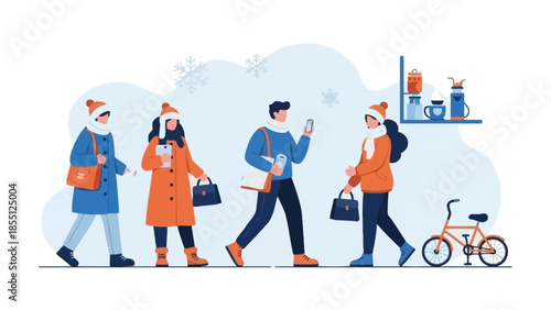 Group of People Walking Together Outside.