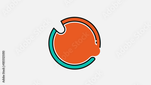 Abstract Geometric Shape with Orange and Teal Colors
