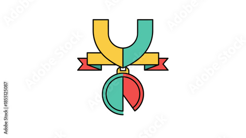Award Ribbon and Medal Icon - Success, Achievement, Victory, Competition