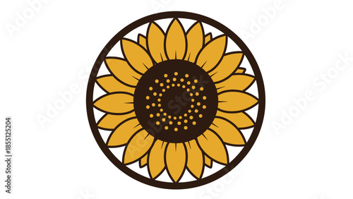 Stylized Sunflower Circle Logo Design - Vector Art