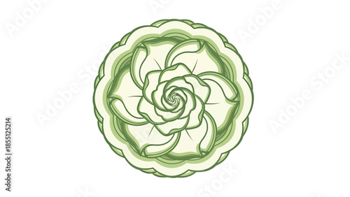 Green Cabbage Rose Floral Art