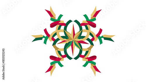 Christmas Star Ornament Made of Ribbons, Festive Decoration