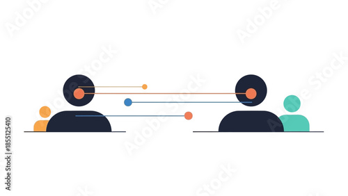 Illustration of People Wearing Headphones Communicating.
