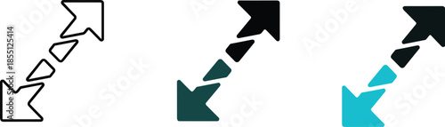 Gradient arrows, abstract direction, digital flow, teal transition, modern design, progress concept, vector path, upward movement, graphic evolution, minimal art