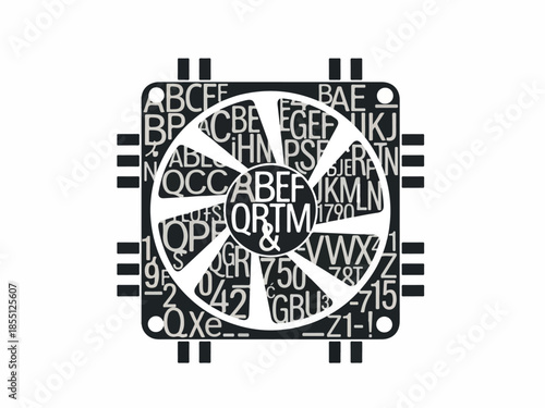 Abstract Alphabetical Fan Art Creative Typography and Design in a Unique Tech-Inspired Composition