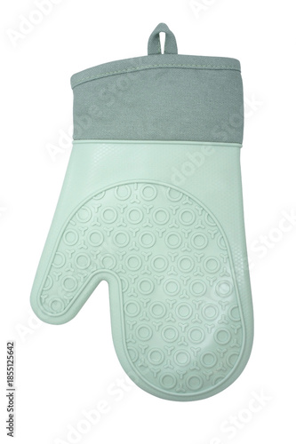 Silicone Glove for Kitchen isolated on white background. Resistant anti-slip mitten for oven. Hand protection Potholder.