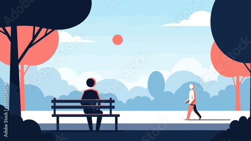 Man Sitting Alone on a Bench.