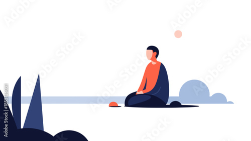 Man Sitting in Meditation Pose.