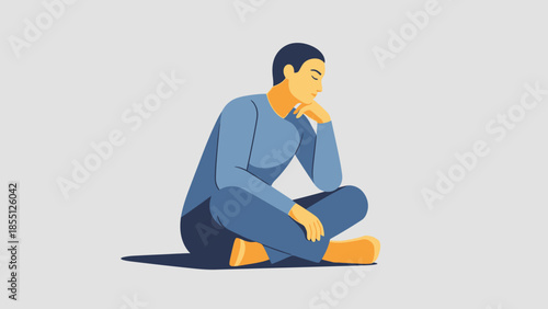 Man Sitting on Floor Contemplating Life.