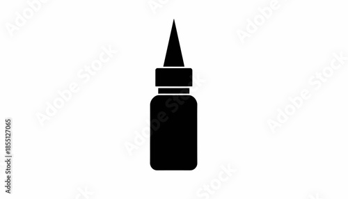 Black and white vector illustration of a bottle with a dropper.
