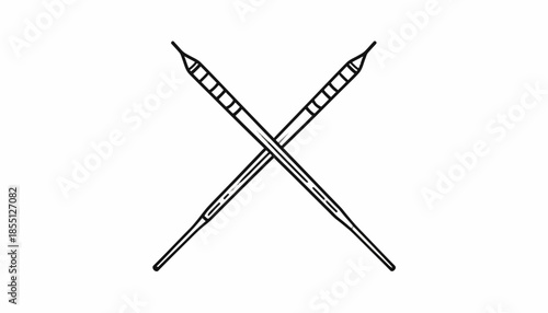 Illustration of crossed chopsticks on a white background, simple design.