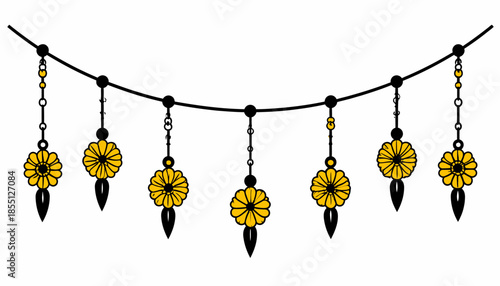 Delicate floral garland with intricate details, perfect for adding a touch of elegance to any design project.