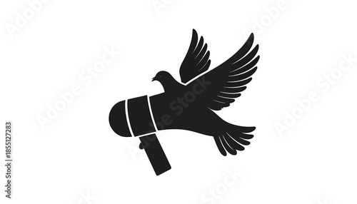 Dove holding a bomb in its claws, symbolizing peace and war conflict.