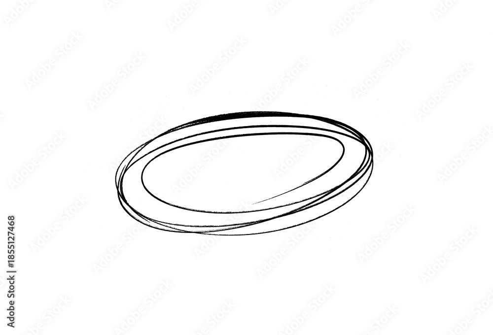 Fototapeta premium Highlight pen line. Hand drawn circle underline sketch. Oval pencil stroke. Doodle mark scribble.