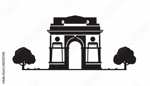 Vector illustration of India Gate monument in New Delhi, India.