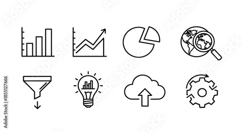 Business analytics and innovation icons