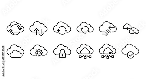 Cloud icons representing various functions