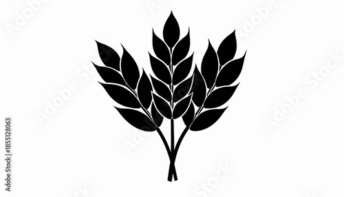 Three wheat stalks in a simple black and white illustration.