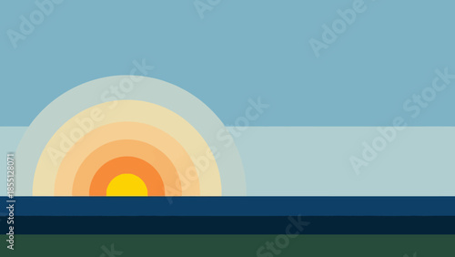 Sunset with layered colors and sea.