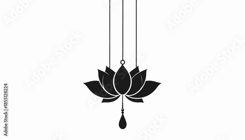 Elegant lotus flower pendant design on a white background.