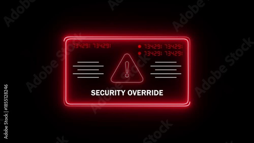  security override Alert. Warning security breach computer hacking warning message hacked Warning symbol on the screen privacy protection data hacking malware virus Danger sign.4k video

