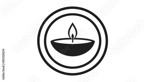 Vector graphic of a candle flame in a circle.