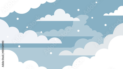 White Clouds in Blue Sky Illustration.
