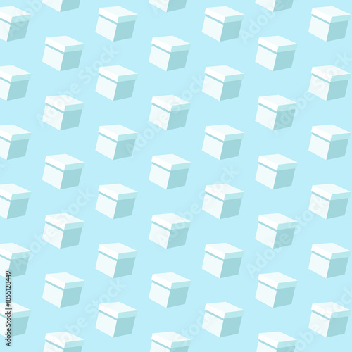 Seamless Isometric Cube Pattern in Light Blue Winter Colors