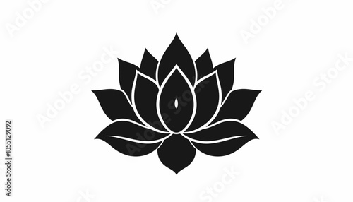 Elegant black and white lotus flower vector illustration for design projects.