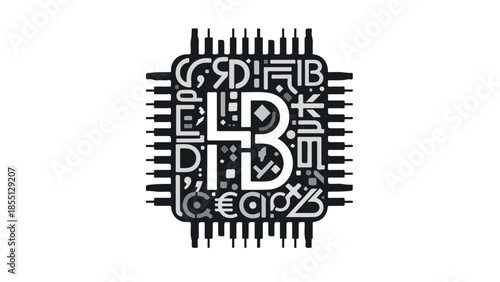 Abstract Microchip Design Representing Technological Innovation and Digital Connectivity