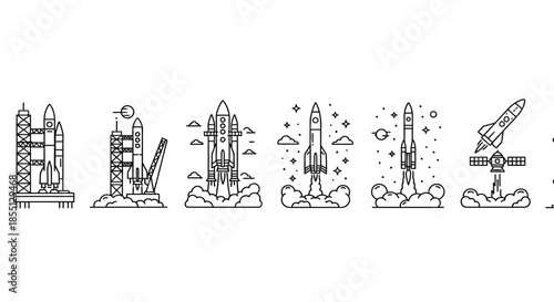 Sequential stages of rocket launch