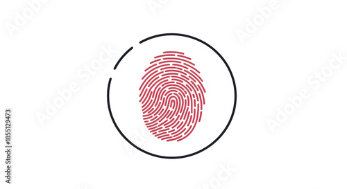Red fingerprint within a circle
