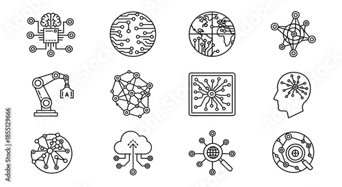 Collection of technology and innovation icons