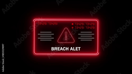  breach alit Alert. Warning security breach computer hacking warning message hacked Warning symbol on the screen privacy protection data hacking malware virus Danger sign.4k video
