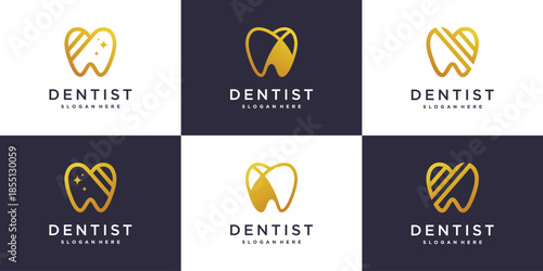 Dental logo collection with creative element style Premium Vector part 4