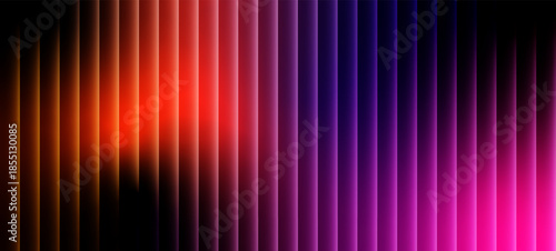 neon reed glass stripes, abstract blue red vertical light bars background on black. Sharp ribbed distortion, cinematic glow; futuristic texture background, vector illustration