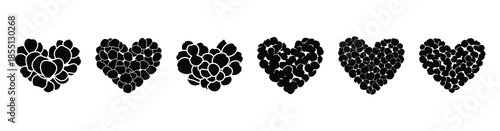 A set of valentine rose petals silhouette icon. Valentines Day vector isolated on transparent background.