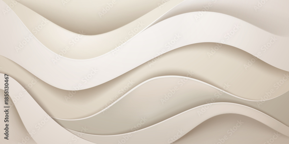 Obraz premium A smooth, abstract illustration featuring wavy, beige layers with subtle shading, creating a soft and calming visual effect.