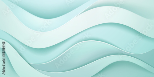 A calming digital illustration featuring wavy, layered shapes in various shades of blue, creating a sense of depth and serenity.