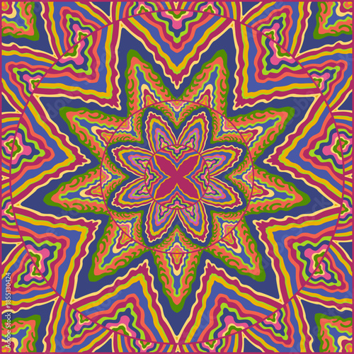 Vector scarf print of bright geometrical patterns