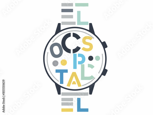Conceptual watch design with the word 'hospital' cleverly integrated into its face, representing time and care