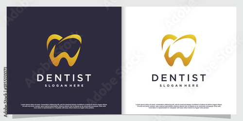 Dental logo design with creative element style Premium Vector part 1