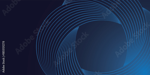 Abstract blue swirling lines on a dark background creating a modern dynamic design for technology and business