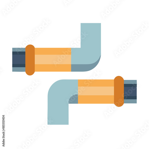 Illustration of pipes and couplings on a black background