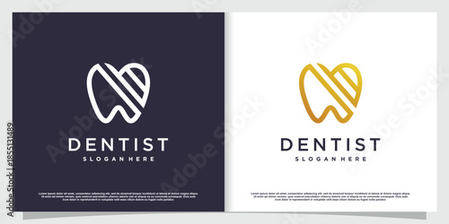 Dental logo design with creative element style Premium Vector part 7