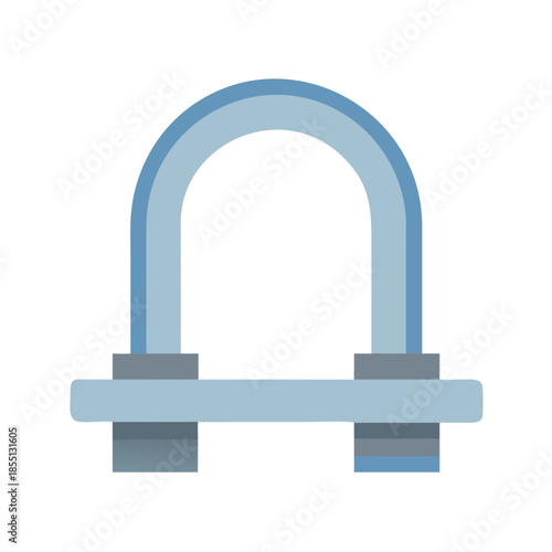 Pale blue U-bolt isolated on solid black background