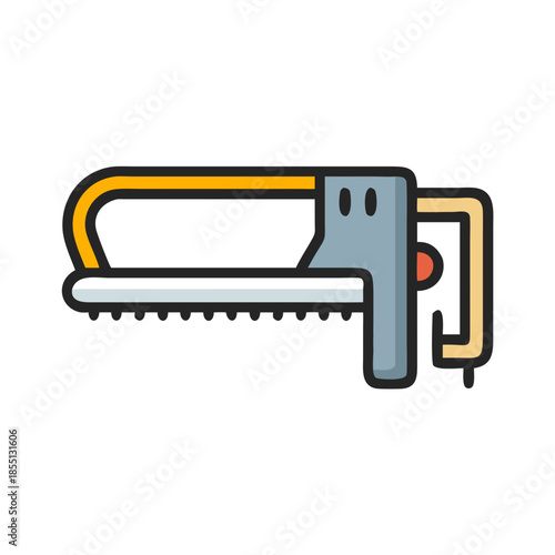 Illustration of a hand saw against a black background