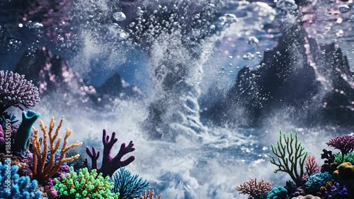 Exploring a Vibrant Underwater Scene with Colorful Coral Reefs and Sunlit Water